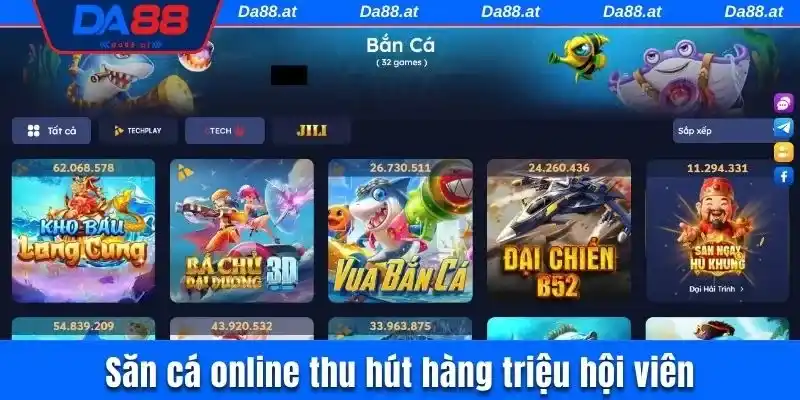 Săn cá online thu hút hàng triệu hội viên